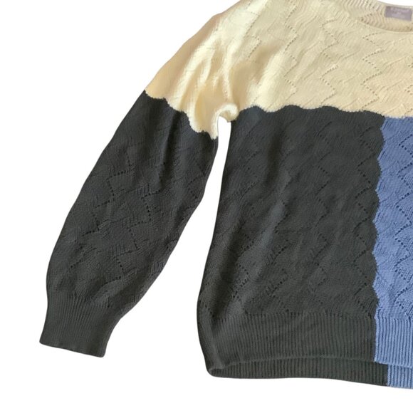 K.Jordan Colorblock Sweater Women Size 3X Wool Blend Open Knit Long Sleeve - Picture 3 of 9